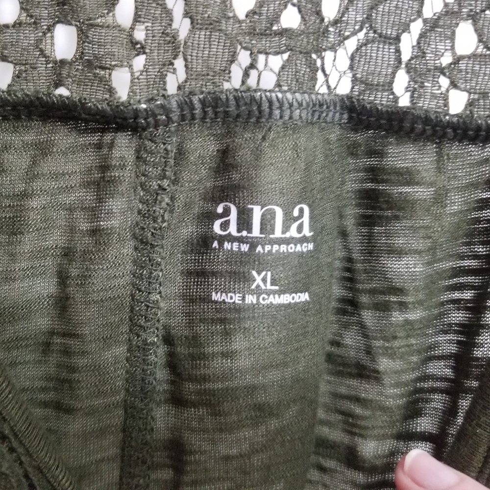 Color 2/3: rich avocado bell sleeve w lace A New Approach top - Picture 2 of 5